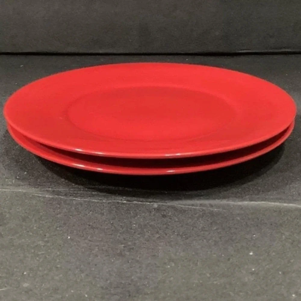 Tabletops‎ Gallery Misto Red Salad Plates, Set of 2, Hand-Painted Stoneware
